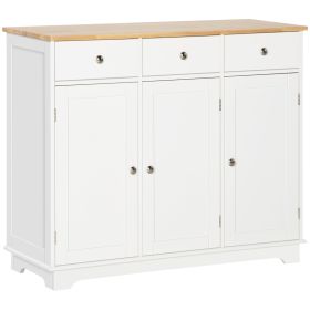 Sideboard Buffet Cabinet, 3-Doors Kitchen Cabinet, Coffee Bar Storage with 3 Drawers, Adjustable Shelf for Living Room and Hallway, White