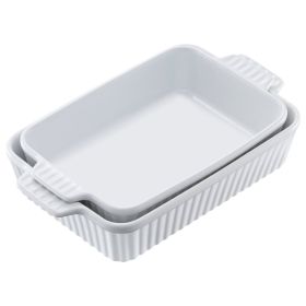 VEVOR Ceramic Baking Dish, 7" x 11", Bakeware Set of 2, Rectangular Casserole Dish Set, Baking Pans with Handles, Oven Secure