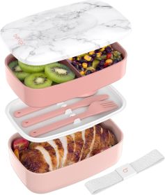 Classic - Adult Bento Box, Stackable 3-Compartment Lunch Box with Removable Utensil Set and Sealing Strap, BPA-Free