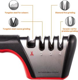 4-in-1 Knife Sharpener, Kitchen Knife Accessories for Ceramic Knives, Steel Knives and Scissors, Aiding in Repair, Restoration