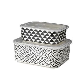 4-Piece Rectangle Ceramic Baking Dish Lid Set - Dot