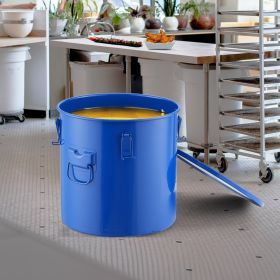 Fryer Grease Bucket, 10 Gal Oil Disposal Caddy Carbon Steel Fryer Oil Bucket With Rust-Proof Coating, Oil Transport Container With Lid, Lock Clip (Option: Blue)