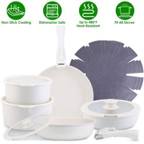 17Pcs Nonstick Cookware Set Induction Kitchen Pots And Pans Set With Detachable Handles Fast Even Heating Frying Pan Sauce Pan Oven Dishwasher Sa (Color: AS  PIC)